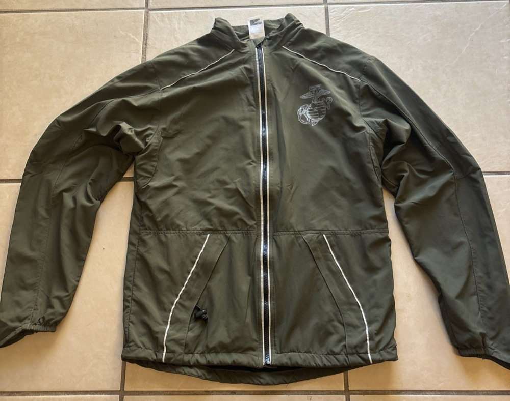 New Balance USMC Marine Corps PT Track Jacket Olive Green Small Long M485000
